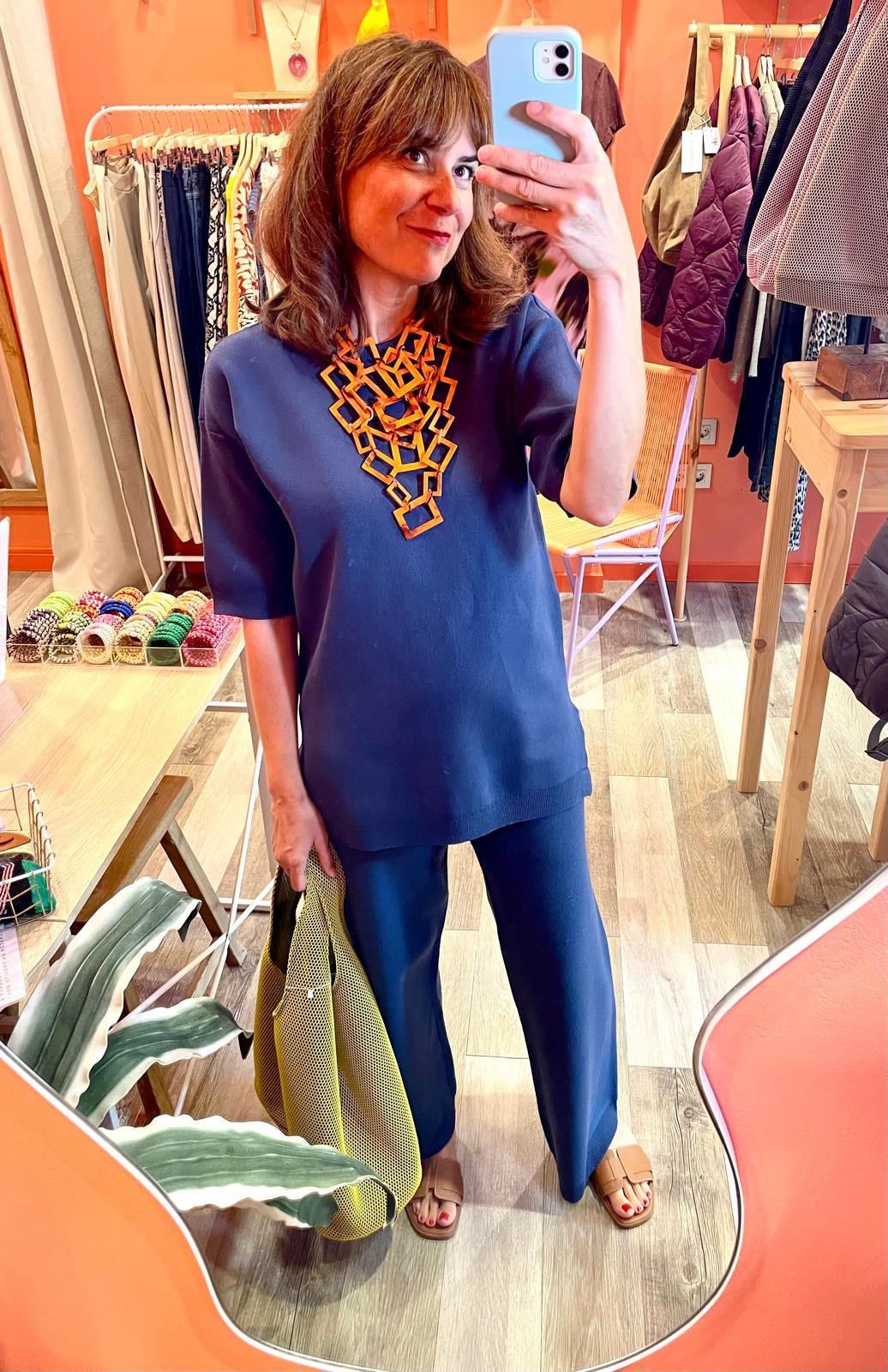 conjunto de jersey y pantalón de mujer visway de punto en color azul vila