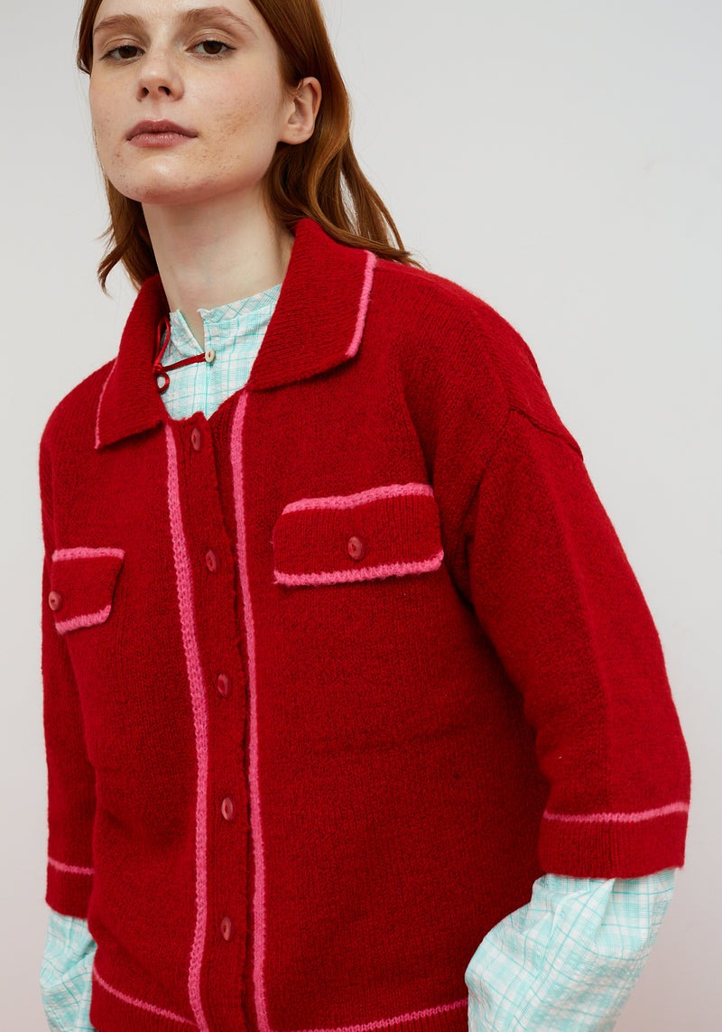 chaqueta de punto de mujer hope rojo dr bloom