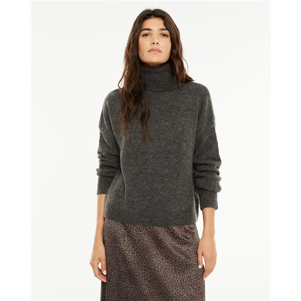 jersey de mujer de punto gris con cuello cisne system action