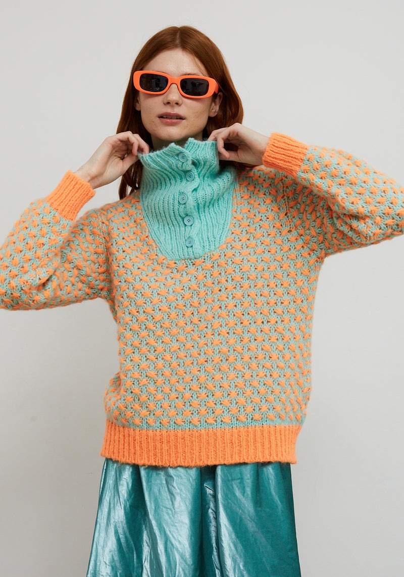 jersey de cuello alto de mujer con elasticos y cuello a contraste dr bloom optimist agua