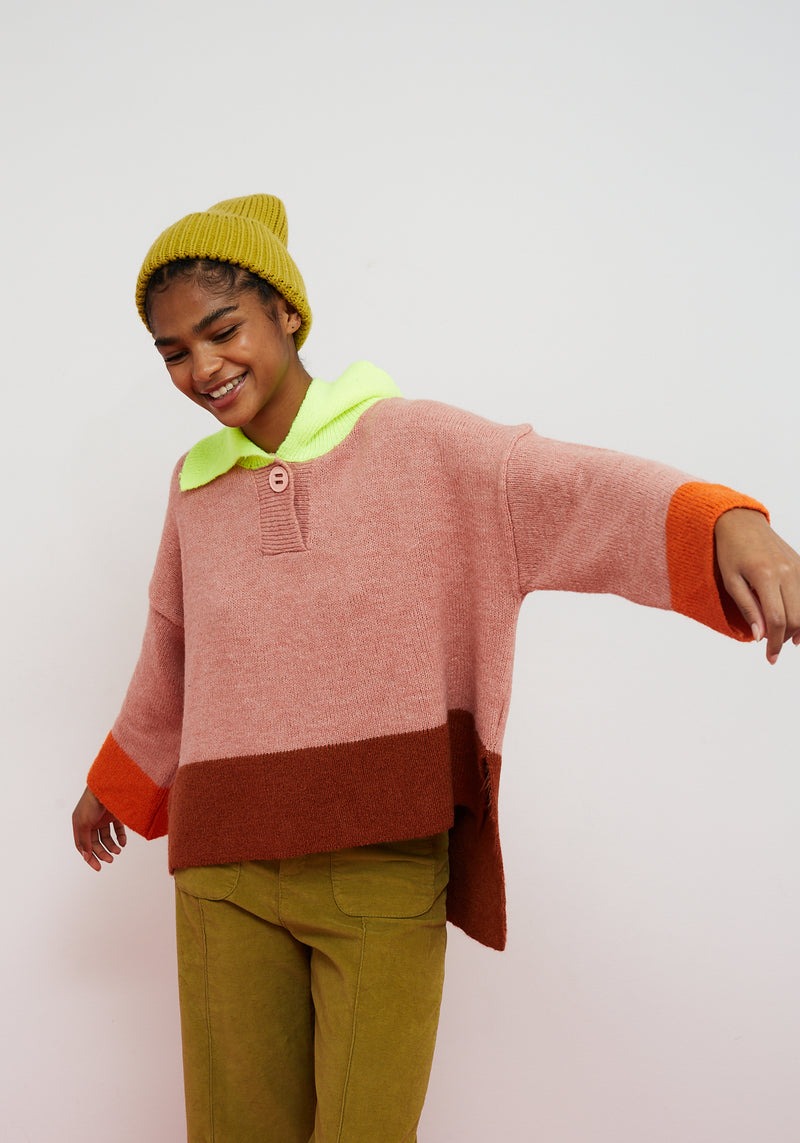 jersey rosa de mujer con cuellos de polo a contraste sail dr bloom