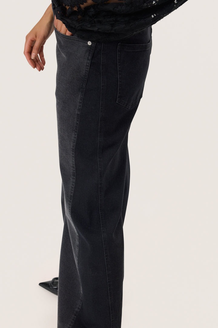 pantalón vaquero de mujer bicolor negro y gris rhea soaked