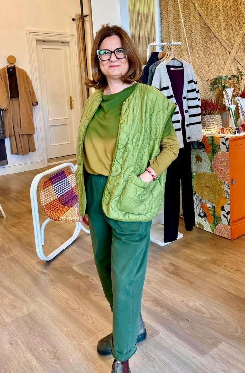 chaleco de mujer oversize guateado verde
